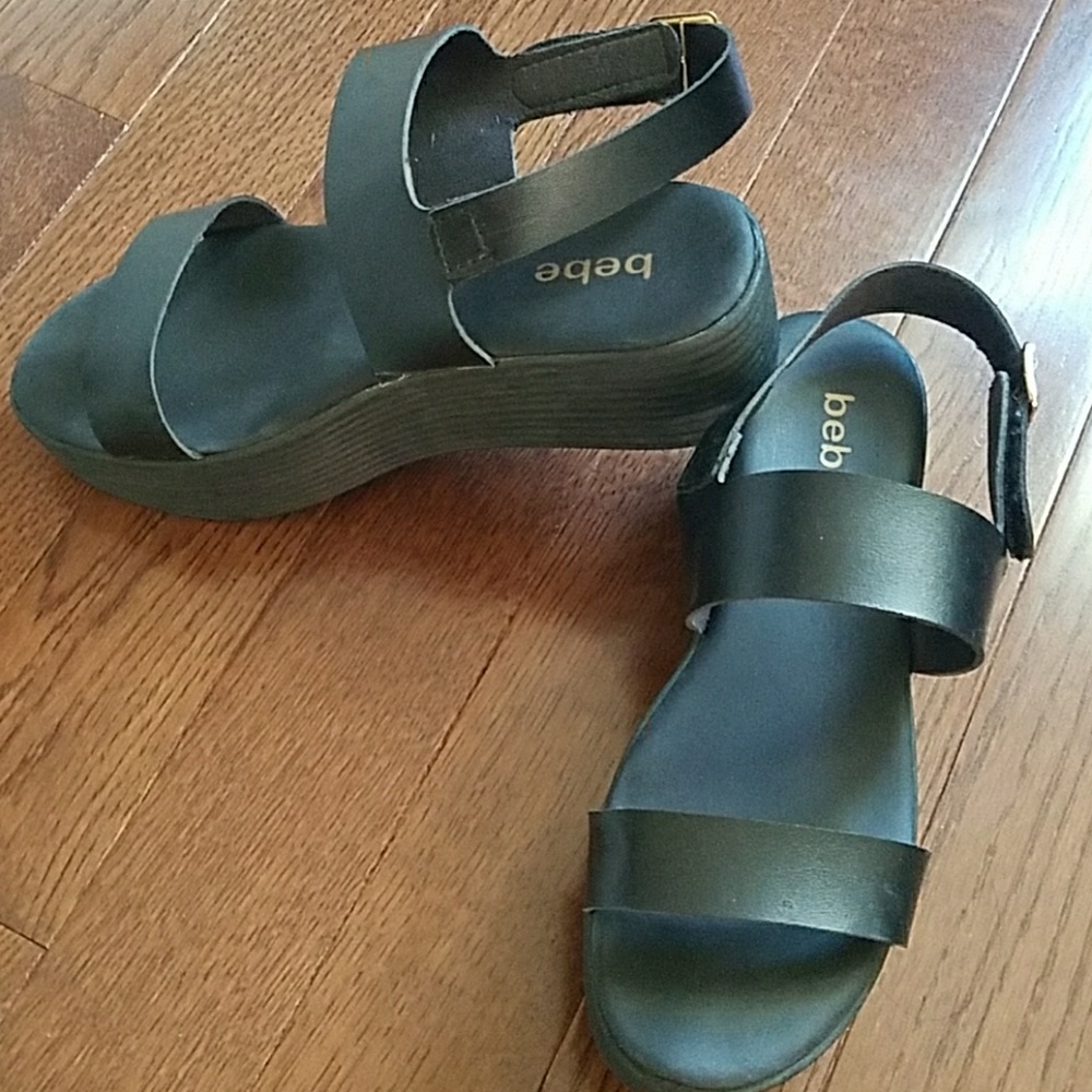 Black double strap Platform / Wedges